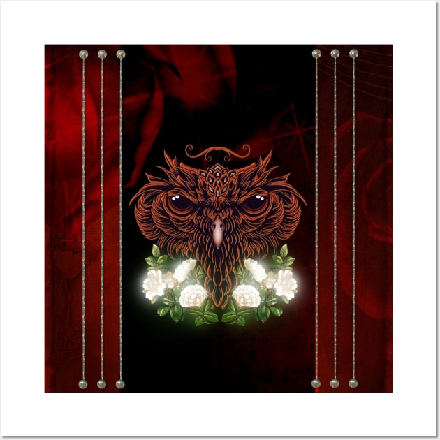 Decorative owl head with flowers Wall Art by Nicky2342